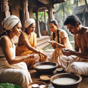 ancient Indian people using rice water