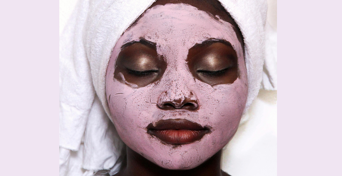 Women with Beetroot face pack, relaxing with her eyes closed