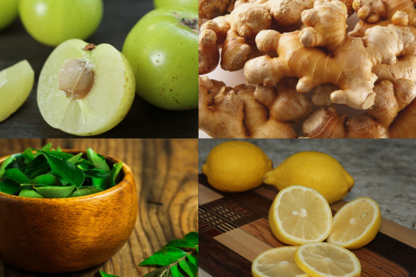 Ingredients for making amla shots